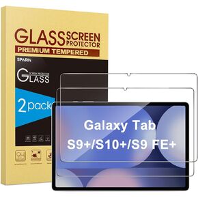 2 Pack SPARIN Screen Protector Compatible for Samsung Galaxy Tab S9 Plus 2023/Tab S7 FE 5G /Tab S8 Plus/Tab S7 Plus 12.4 Inch, Tempered Glass for Tab S7 FE/S9+/S8+/S7+