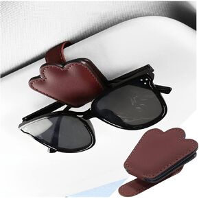 AICEL Sunglasses Holder for Car Sun Visor, Magnetic Leather Auto Glasses Hanger Clip, Eyeglasses Ticket Card Clip Mount for Automotive Visor, Universal Car Accessories for Most Vehicles (Black)