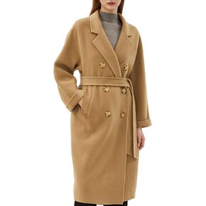 Babalet 100 الصوف مزدوج الوجه المرأة مزيج الصوف معطف مزدوج الصدر معطف من قماش الكشمير غير رسمي مربوط خندق سترة مع جيوب in Kuwait