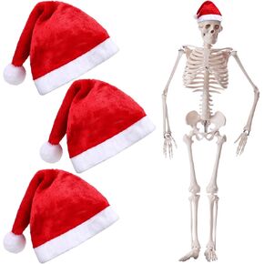 3 Pcs 12 ft Skeleton Accessories Christmas 12 Foot Skeleton Clothes Costume Giant Santa Hat Extra Large Christmas Motorcycle Helmet Cover Garden Outdoor Decor(14" Diameter,Stretches to 16")