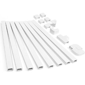 125.6in Cord Hider Kit, ZhiYo Cord Covers for Wall Mounted TV, Paintable Wire Cover for Cords, Tv Cable Hider Wall Kit, Wall Cord Concealer, Cable Cover Wall Wire Management, 8xL15.7in W0.95in H0.55in
