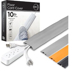 Cordinate 6 ft Cord Cover Floor, Cord Protector, Cord Management, Cord Concealer, Cable Hider and Cable Raceway, Extension Cord Cover, Black, 43003
