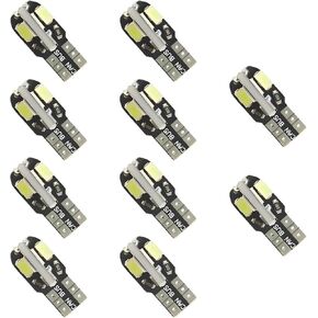 10 PCS Car LED Light Bulbs, 12V Auto 6000K Bright Dome Side Wedge Light LED Bulb, T10-5730-8SMD LED Vehicle Light Standard Replacement for 194 W5W 501 2921, Car Accessories (White)