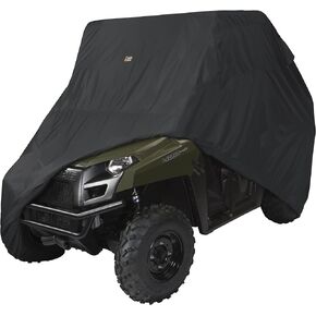 Classic Accessories QuadGear UTV Storage Cover, Fits Mid-Sized 2 passenger UTVs up to 113"L x 60"W x 70"H, Large, Black