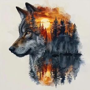 SHICERNHJ Wolf 5D Diamond Painting Kits for Adults,Animal Forest Wolf Diamond Art Kits for Beginners,DIY Full Drill Paint by Diamonds with Painting Kit for Crafts Adults Home Wall Decor 12 X 12inch