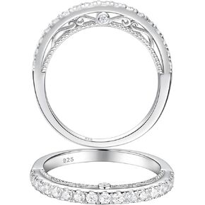 Newshe Jewellery Wedding Bands for Women AAAAA Cz Eternity Ring 925 Sterling Silver Band Anniversary Rings Size 5-10