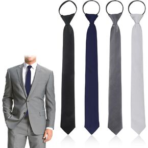 4PCS Clip on Ties for Men, Zipper Ties for Men Adjustable Clip on Tie, 4 Colors Pre Tied Ties for Men Neck Ties Mens, Men Zipper Ties Mens Clip on Tie Men Ties Men Tie Set for Wedding School Office