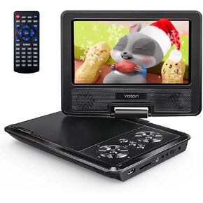 YOTON 9.5" Portable DVD Player for Kids and Car, 7.5" Swivel HD Screen with 4-6 Hours Built-in Battery, Support Sync Screen to TV, Support SD Card/USB/Multiple Disc Formats