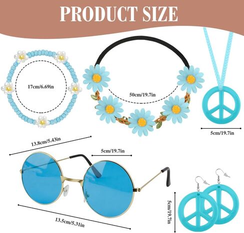 Halloween Hippie Accessories for Women 70s Accessories Women 60s 70s Outfits for Women Peace Sign Earrings in Saudi Arabia