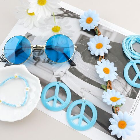 Halloween Hippie Accessories for Women 70s Accessories Women 60s 70s Outfits for Women Peace Sign Earrings in Saudi Arabia