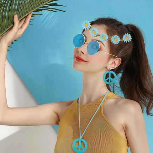 Halloween Hippie Accessories for Women 70s Accessories Women 60s 70s Outfits for Women Peace Sign Earrings in Saudi Arabia