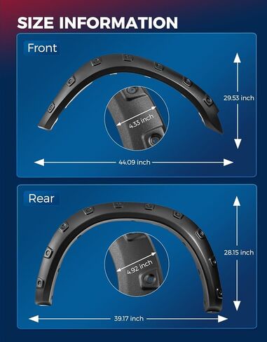 KAX Fender Flare Kit, Fit for Jeep 1984-2001 Cherokee XJ 4-Door Sport Utility Models [Not Fit Models with Side Skirts(Ground Kits),Body Modification], Textured Pocket Rivet Wheel Cover 6pcs in Kuwait