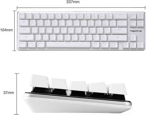 لوحة مفاتيح ألعاب Qisan لوحة مفاتيح سلكية ميكانيكية Cherry MX Brown Switch لوحة مفاتيح بإضاءة خلفية 68 مفتاحًا بتصميم صغير باللون الأبيض in Kuwait