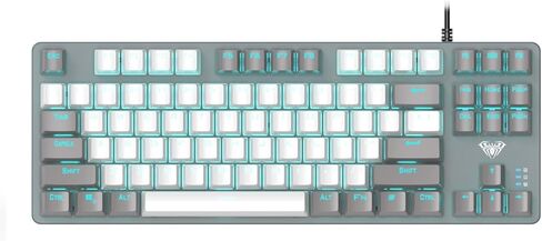 لوحة مفاتيح الألعاب الميكانيكية AULA F3287 السلكية TKL Rainbow، 80% مدمجة بدون مفتاح 87 مفتاحًا مع مفاتيح زرقاء تعمل باللمس، أغطية مفاتيح متعددة الألوان باللونين الأبيض والرمادي، مفاتيح ماكرو قابلة للبرمجة in Kuwait