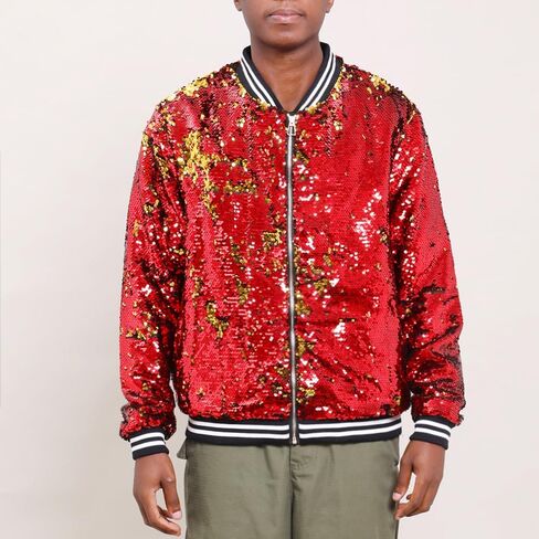 YIYI سترة رجالي ترتر للرجال منفوخة مقلمة سباركلي اسكواش بريق ملابس خارجية للحفلات ملابس أعياد الميلاد والعطلات in Kuwait