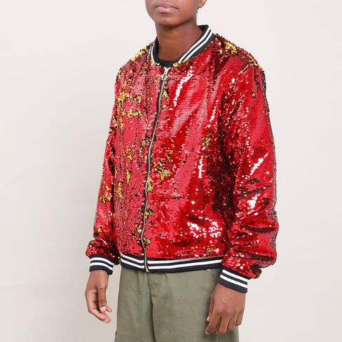 YIYI سترة رجالي ترتر للرجال منفوخة مقلمة سباركلي اسكواش بريق ملابس خارجية للحفلات ملابس أعياد الميلاد والعطلات in Kuwait