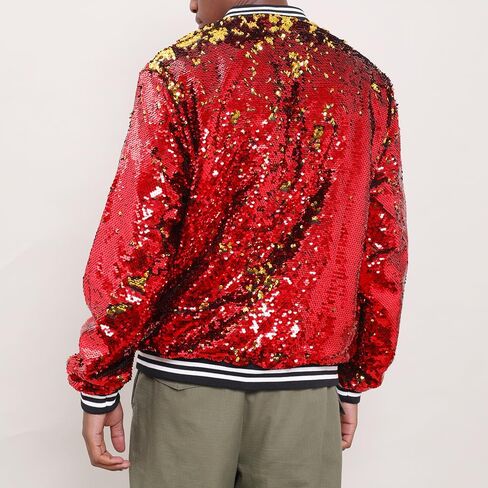 YIYI سترة رجالي ترتر للرجال منفوخة مقلمة سباركلي اسكواش بريق ملابس خارجية للحفلات ملابس أعياد الميلاد والعطلات in Kuwait