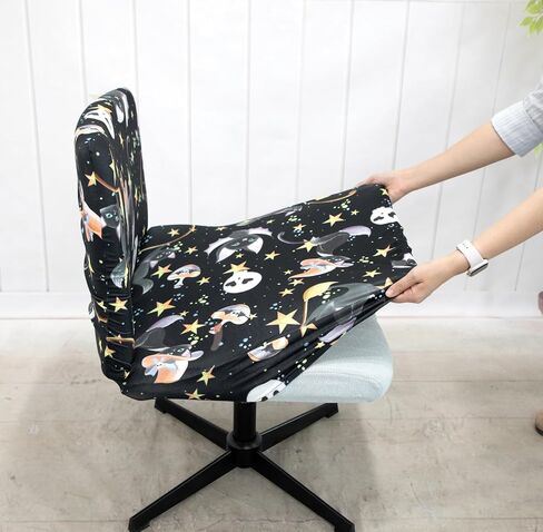 Armless Criss Cross Chair Cover Protectors Stretchable Removable Wide Seat Chair Cover Mid Back Computer Desk Vanity Accent Chair slipcovers (Halloween Black cat) in Kuwait