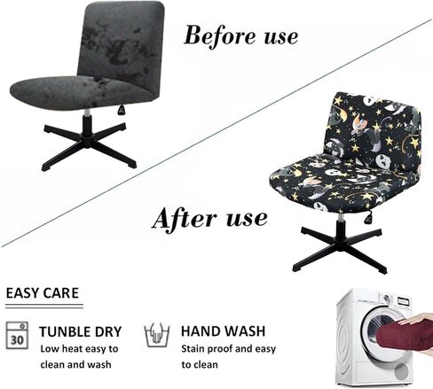 Armless Criss Cross Chair Cover Protectors Stretchable Removable Wide Seat Chair Cover Mid Back Computer Desk Vanity Accent Chair slipcovers (Halloween Black cat) in Kuwait