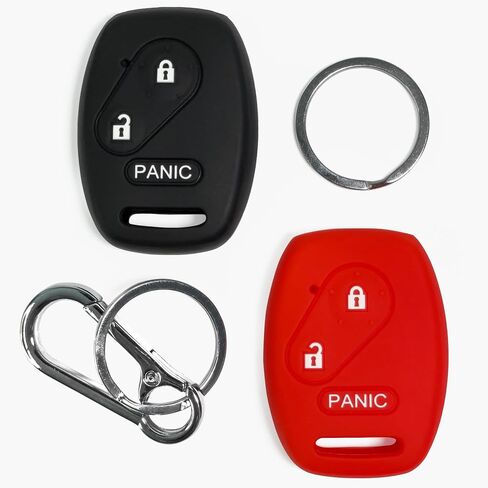 2pcs Click&Fit Silicone Key Fob Covers Compatible with Honda CR-V 2007-2013, Civic 2006-11, Accord 10-11, Odyssey, Honda Fit, Ridgeline Insight – Car Key Shell Rubber case 3-Buttons, Black+Red in Kuwait
