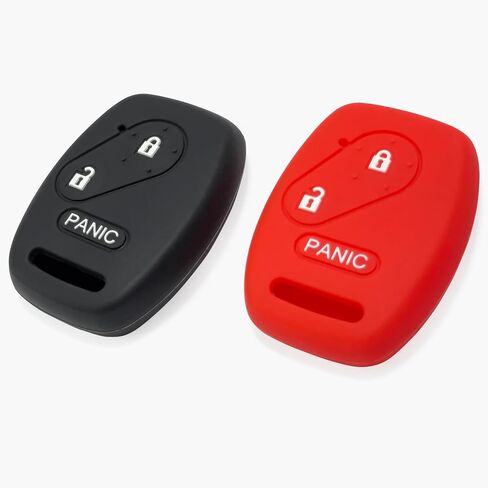 2pcs Click&Fit Silicone Key Fob Covers Compatible with Honda CR-V 2007-2013, Civic 2006-11, Accord 10-11, Odyssey, Honda Fit, Ridgeline Insight – Car Key Shell Rubber case 3-Buttons, Black+Red in Kuwait