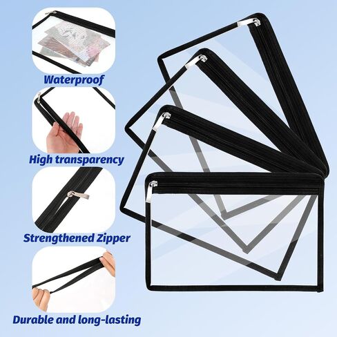 5 Pcs Zipper Pouches Clear Organizer Bag 7.5 x 11.4 Inches PVC Makeup Pouch Waterproof Pencil Pockets with Zipper Multi-Purpose Closure Organization Bags Envelopes Folder Storage for Travel Cosmetic in Saudi Arabia