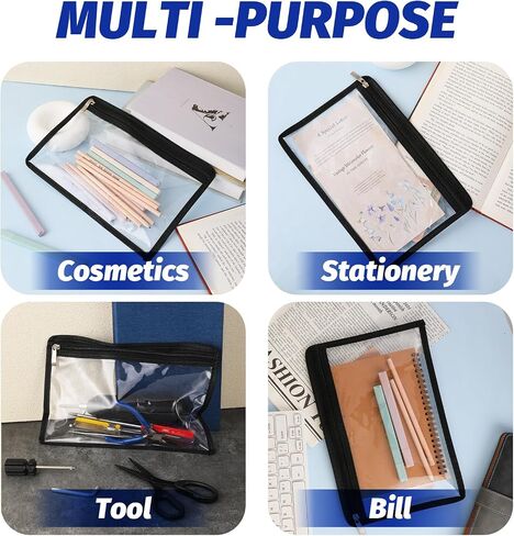 5 Pcs Zipper Pouches Clear Organizer Bag 7.5 x 11.4 Inches PVC Makeup Pouch Waterproof Pencil Pockets with Zipper Multi-Purpose Closure Organization Bags Envelopes Folder Storage for Travel Cosmetic in Saudi Arabia