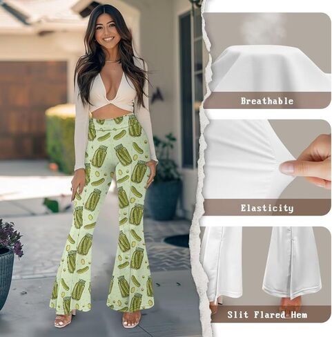 Yoga Pants Women Flared Slit Leggings Tummy Control High Waist Bell Bottom Trousers Plus Size Workout Bootleg Pants in Saudi Arabia
