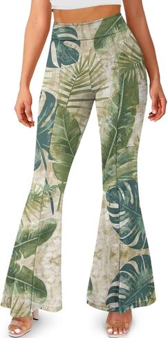 Yoga Pants Women Flared Slit Leggings Tummy Control High Waist Bell Bottom Trousers Plus Size Workout Bootleg Pants in Saudi Arabia