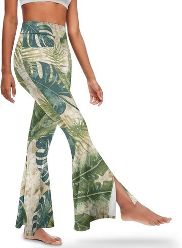 Yoga Pants Women Flared Slit Leggings Tummy Control High Waist Bell Bottom Trousers Plus Size Workout Bootleg Pants in Saudi Arabia