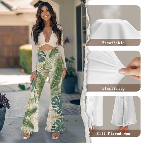 Yoga Pants Women Flared Slit Leggings Tummy Control High Waist Bell Bottom Trousers Plus Size Workout Bootleg Pants in Saudi Arabia