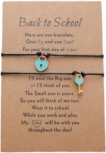 العودة إلى المدرسة سوار الهدايا اليوم الأول من المدرسة أساور الأم ابنة مطابقة الأساور القلب فراشة الفيل الرغبات أساور مجوهرات الصداقة in Kuwait