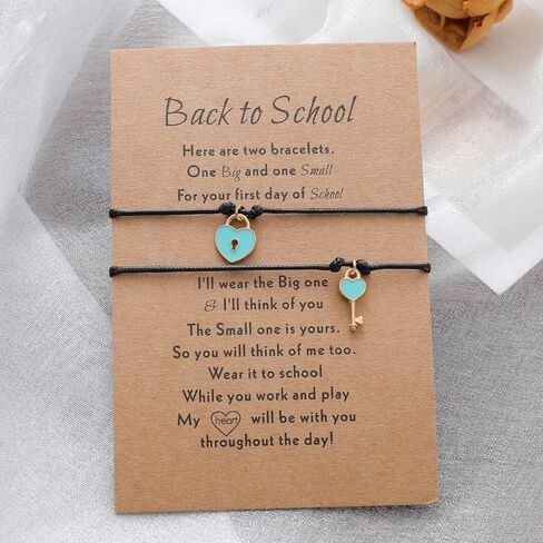 العودة إلى المدرسة سوار الهدايا اليوم الأول من المدرسة أساور الأم ابنة مطابقة الأساور القلب فراشة الفيل الرغبات أساور مجوهرات الصداقة in Kuwait