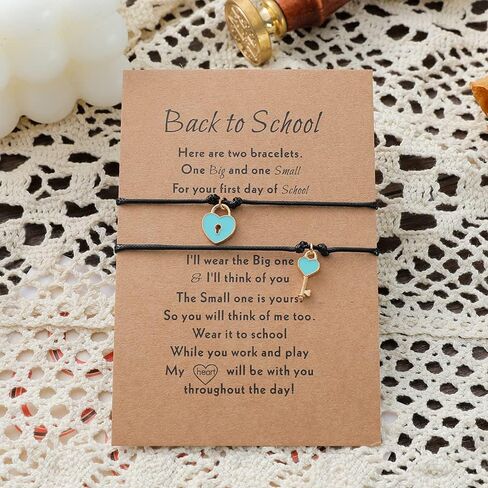 العودة إلى المدرسة سوار الهدايا اليوم الأول من المدرسة أساور الأم ابنة مطابقة الأساور القلب فراشة الفيل الرغبات أساور مجوهرات الصداقة in Kuwait