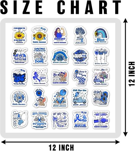 25Pcs Diabetes Awareness Stickers, Inspirational Waterproof Vinyl Stickers for Water Bottles Book Laptop Car Truck Bicycle Decorations Decorative Accessories CB059 (Medium) in Kuwait