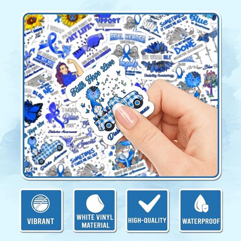 25Pcs Diabetes Awareness Stickers, Inspirational Waterproof Vinyl Stickers for Water Bottles Book Laptop Car Truck Bicycle Decorations Decorative Accessories CB059 (Medium) in Kuwait