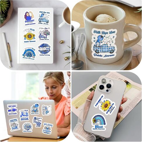 25Pcs Diabetes Awareness Stickers, Inspirational Waterproof Vinyl Stickers for Water Bottles Book Laptop Car Truck Bicycle Decorations Decorative Accessories CB059 (Medium) in Kuwait