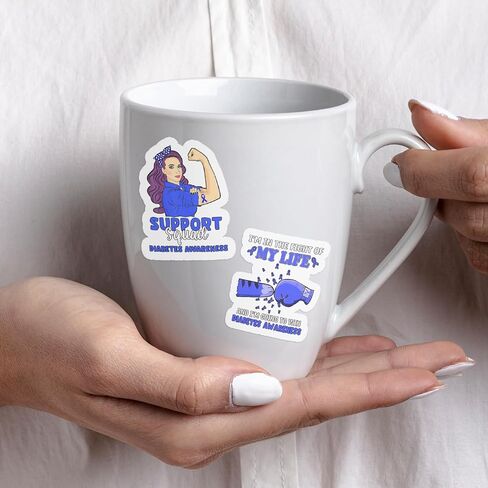 25Pcs Diabetes Awareness Stickers, Inspirational Waterproof Vinyl Stickers for Water Bottles Book Laptop Car Truck Bicycle Decorations Decorative Accessories CB059 (Medium) in Kuwait