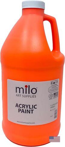 milo Fluorescent Pink Neon Acrylic Paint | 64 oz Bottle Half Gallon | Glows UV in Black Light | Non-Toxic Made in USA | Bulk Art Paint for Party, Student, Classroom, Artist in Kuwait