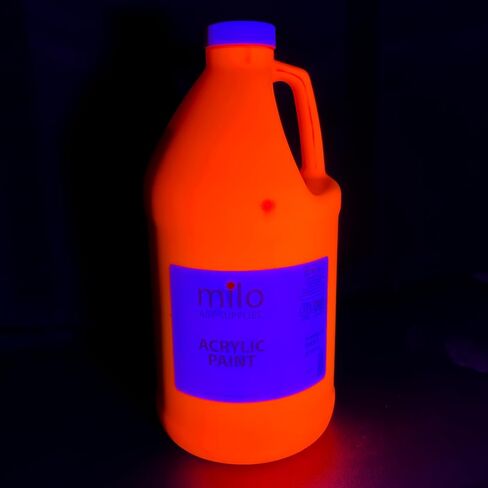 milo Fluorescent Pink Neon Acrylic Paint | 64 oz Bottle Half Gallon | Glows UV in Black Light | Non-Toxic Made in USA | Bulk Art Paint for Party, Student, Classroom, Artist in Kuwait