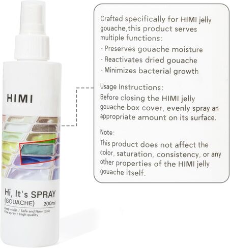 بخاخ ترطيب الزجاجة HIMI Gouache 200 مل (6.76 أونصة)، مناسب لأصباغ الغواش، لوازم فنية للمحترفين، هدية لطيفة لهواة الفن in Saudi Arabia