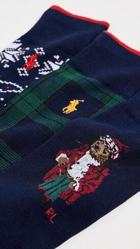 جوارب POLO RALPH LAUREN الرجالية للعطلات على شكل الدب القطبي مكونة من 3 قطع في صندوق هدايا in Saudi Arabia