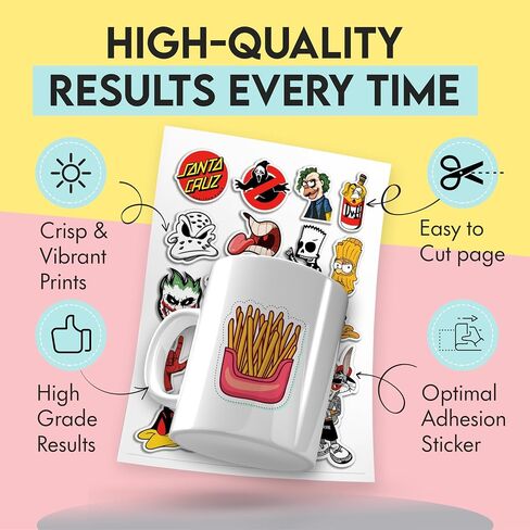 Premium Printable Vinyl Sticker Paper for Inkjet Printer - 25 Sheets Matte White Waterproof Self-Adhesive Sheets 8.5x11 Inches, Dries Quickly Vivid Colors, Inkjet & Laser Printer in Saudi Arabia