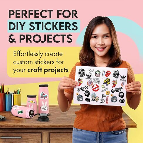 Premium Printable Vinyl Sticker Paper for Inkjet Printer - 25 Sheets Matte White Waterproof Self-Adhesive Sheets 8.5x11 Inches, Dries Quickly Vivid Colors, Inkjet & Laser Printer in Saudi Arabia