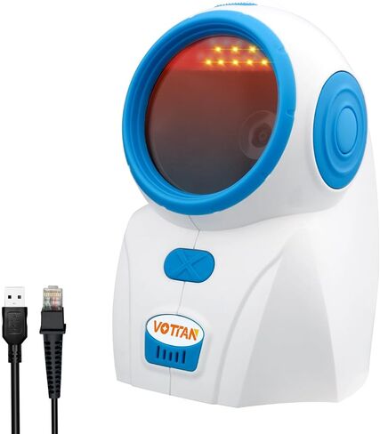 VOTTAN Automatic Omnidirectional Barcode Scanner, USB Wired 1D 2D QR Code Scanner, Hands-Free Screen Scanning Desktop Barcode Reader for Supermarket, Retail Store, Library, Warehouse (Black) in Saudi Arabia