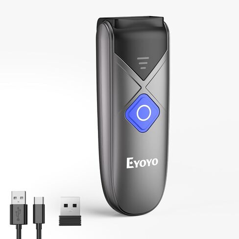 ماسح باركود بلوتوث Eyoyo 1D&2D، قارئ باركود صغير لاسلكي محمول مع اتصال سلكي بلوتوث/2.4G لاسلكي/USB، متوافق مع iPad وiPhone والكمبيوتر اللوحي in Saudi Arabia