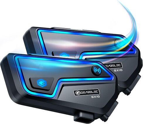 GEARELEC Motorcycle Bluetooth Headset V5.2 BT [Amazing Marquee][12th CVC Noise Canceling], 2-8 Riders Up to 2000M Motorcycle Communication Systems, Helmet Intercom Music Share/EQ Sound/ IP67/1500mAh in Saudi Arabia