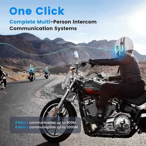 GEARELEC Motorcycle Bluetooth Headset V5.2 BT [Amazing Marquee][12th CVC Noise Canceling], 2-8 Riders Up to 2000M Motorcycle Communication Systems, Helmet Intercom Music Share/EQ Sound/ IP67/1500mAh in Saudi Arabia