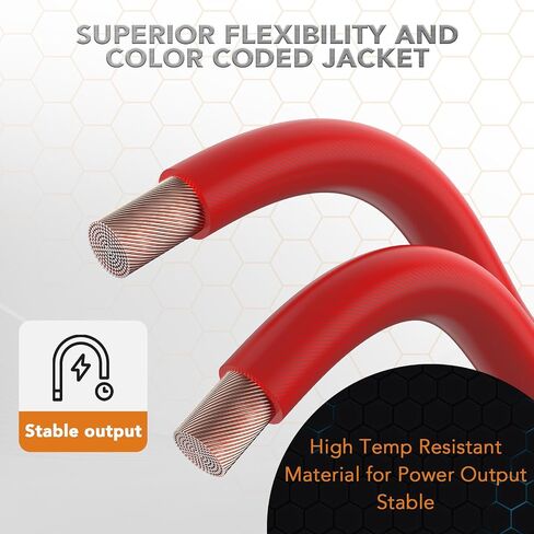 TOPSTRONGGEAR 4 Gauge 25ft Black and 25ft Red Power/Ground Wire True 4 AWG Power Wire-True Spec and Soft Touch Cable (Black&Red) (25FT Red & 25FT Black) in Saudi Arabia
