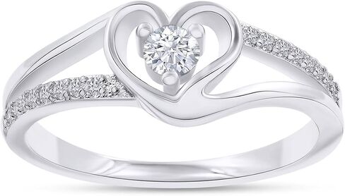 SAVEARTH DIAMONDS 18K Gold Plated Split Shank Heart Ring | Moissanite Diamond Promise Ring For Women | Heart Shape Jewelry Gift For Her (0.17 Ctw) in Saudi Arabia